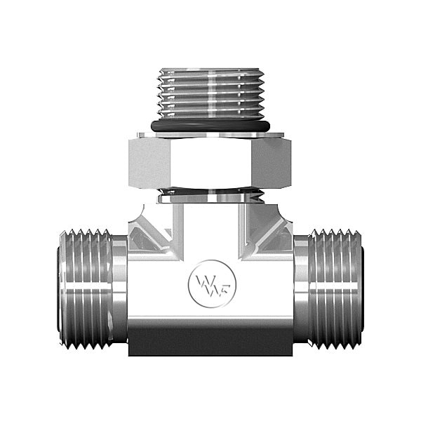 World Wide Fittings Male Flat Face O-Ring to Male Flat Face O-Ring to Male O-Ring Boss Adjustable Branch Tee 4715X06X06X08 - main